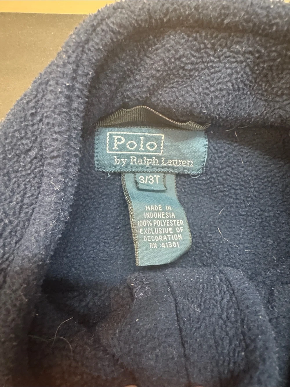 Ralph Lauren Navy Fleece Jacket with Red Pony Logo